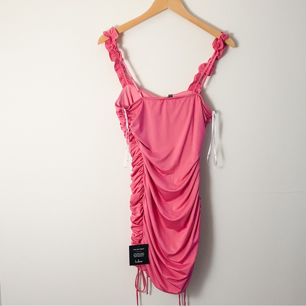 Lulu's Pink Ruched Mini Dress - Picture 4 of 5